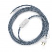Cableado para lámpara de mesa, cable RZ12 Rayón ZigZag Blanco Azul 1,8 m. Elige el color de la clavija y del interruptor!