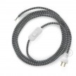 Cableado para lámpara de mesa, cable RZ04 Rayón ZigZag Blanco Negro 1,8 m. Elige el color de la clavija y del interruptor!