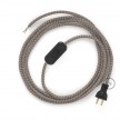 Cableado para lámpara de mesa, cable RD63 Algodón y Lino Rombo Corteza 1,8 m. Elige el color de la clavija y del interruptor!