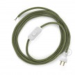 Cableado para lámpara de mesa, cable RD72 Algodón Lino ZigZag Verde Tomillo 1,8m.Elige el color de la clavija y del interruptor!