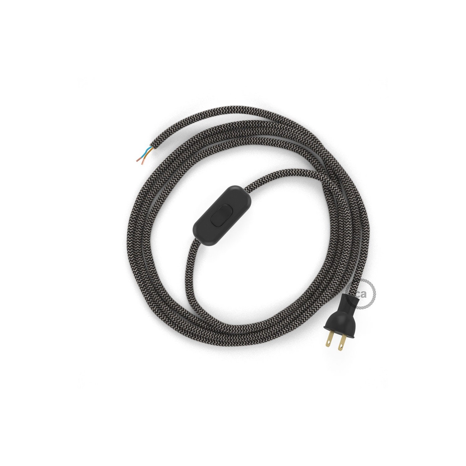 Cableado para lámpara de mesa, cable RD74 Algodón y Lino ZigZag Antracita 1,8 m. Elige el color de la clavija y del interruptor!