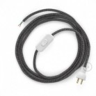Cableado para lámpara de mesa, cable RS81 Algodón y Lino Natural Negro 1,8 m. Elige el color de la clavija y del interruptor!