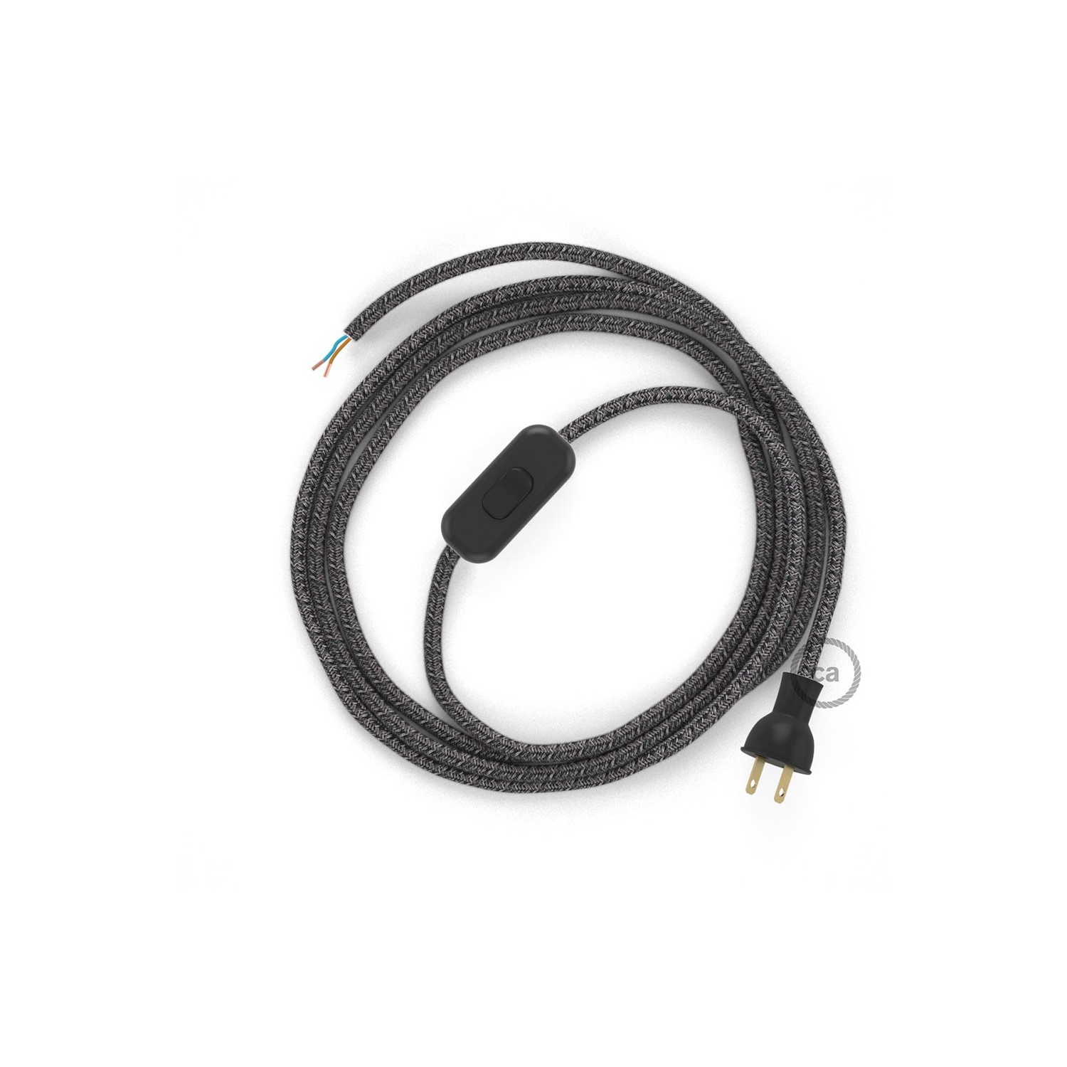 Cableado para lámpara de mesa, cable RS81 Algodón y Lino Natural Negro 1,8 m. Elige el color de la clavija y del interruptor!