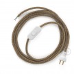 Cableado para lámpara de mesa, cable RS82 Algodón y Lino Natural Café 1,8 m. Elige el color de la clavija y del interruptor!