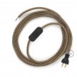 Cableado para lámpara de mesa, cable RS82 Algodón y Lino Natural Café 1,8 m. Elige el color de la clavija y del interruptor!