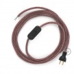 Cableado para lámpara de mesa, cable RS83 Algodón y Lino Natural Rojo 1,8 m. Elige el color de la clavija y del interruptor!