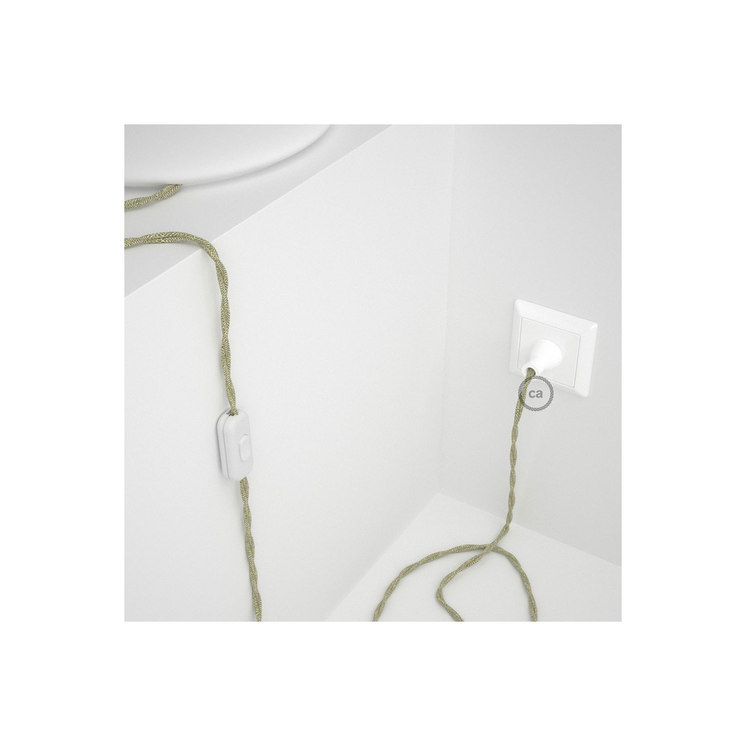 Cableado para lámpara de mesa, cable TN01 Lino Natural Neutro 1,8 m. Elige el color de la clavija y del interruptor!