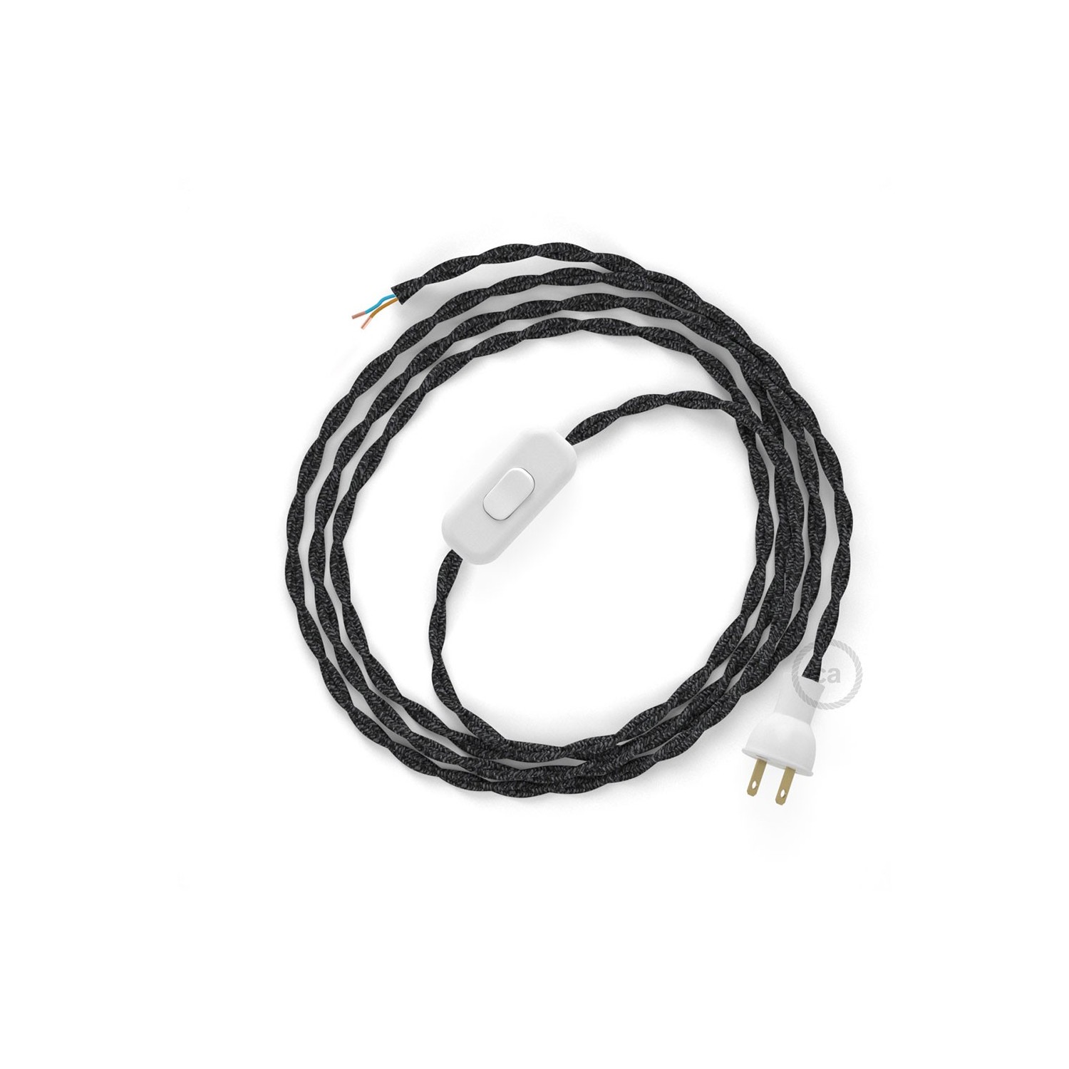 Cableado para lámpara de mesa, cable TN03 Lino Natural Antracita 1,8 m. Elige el color de la clavija y del interruptor!