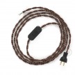Cableado para lámpara de mesa, cable TZ22 Rayón Negro y Whisky 1,8 m. Elige el color de la clavija y del interruptor!