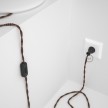 Cableado para lámpara de mesa, cable TZ22 Rayón Negro y Whisky 1,8 m. Elige el color de la clavija y del interruptor!