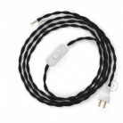Cableado para lámpara de mesa, cable TC04 Algodón Negro 1,8 m. Elige el color de la clavija y del interruptor!