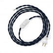 Cableado para lámpara de mesa, cable TM20 Rayón Azul Oscuro 1,8 m. Elige el color de la clavija y del interruptor!