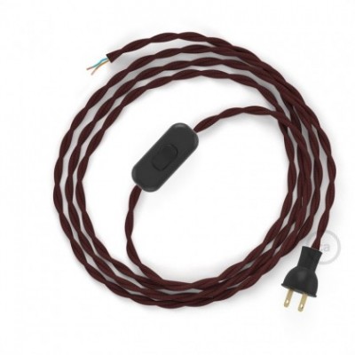 Cableado para lámpara de mesa, cable TM19 Rayón Burdeos 1,8 m. Elige el color de la clavija y del interruptor!