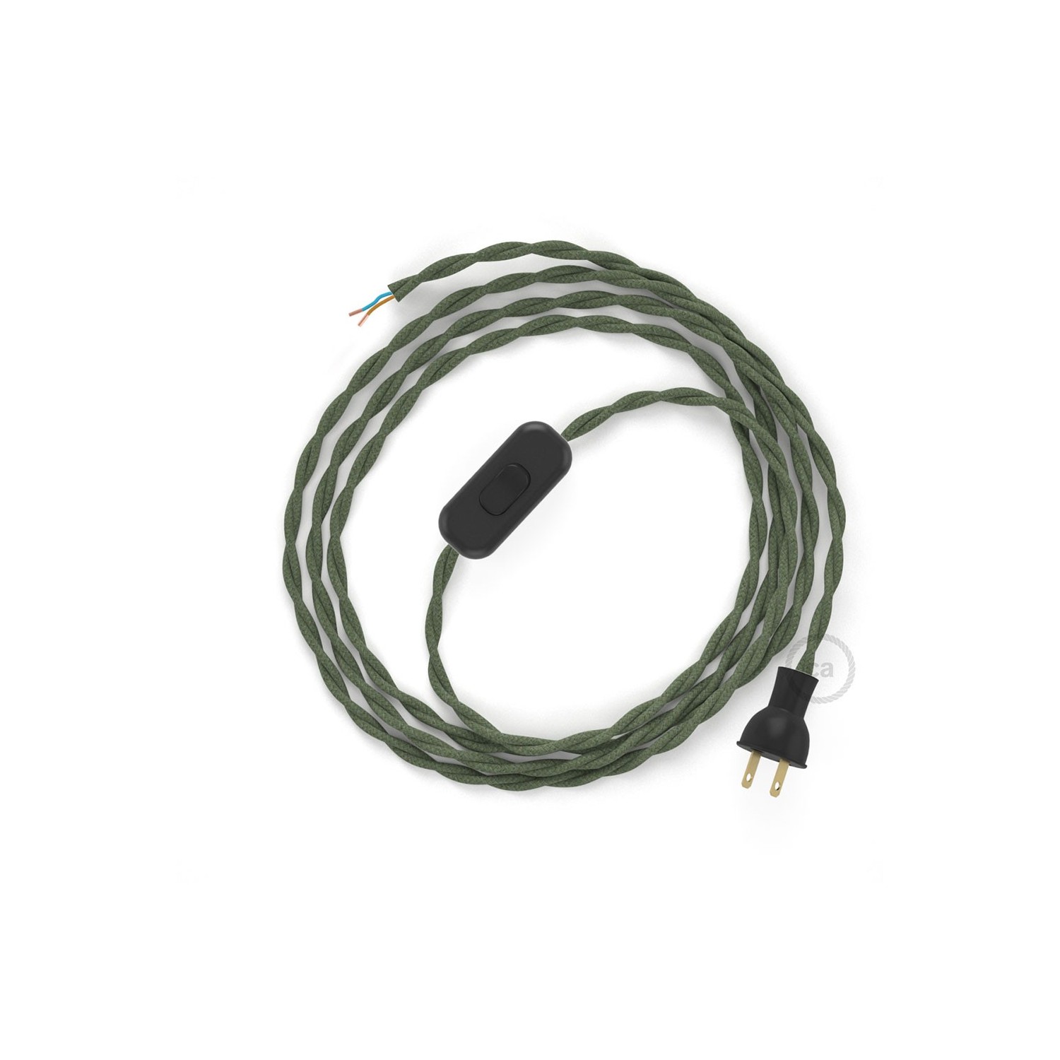 Cableado para lámpara de mesa, cable TC63 Algodón Verde Gris 1,8 m. Elige el color de la clavija y del interruptor!
