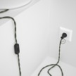 Cableado para lámpara de mesa, cable TC63 Algodón Verde Gris 1,8 m. Elige el color de la clavija y del interruptor!