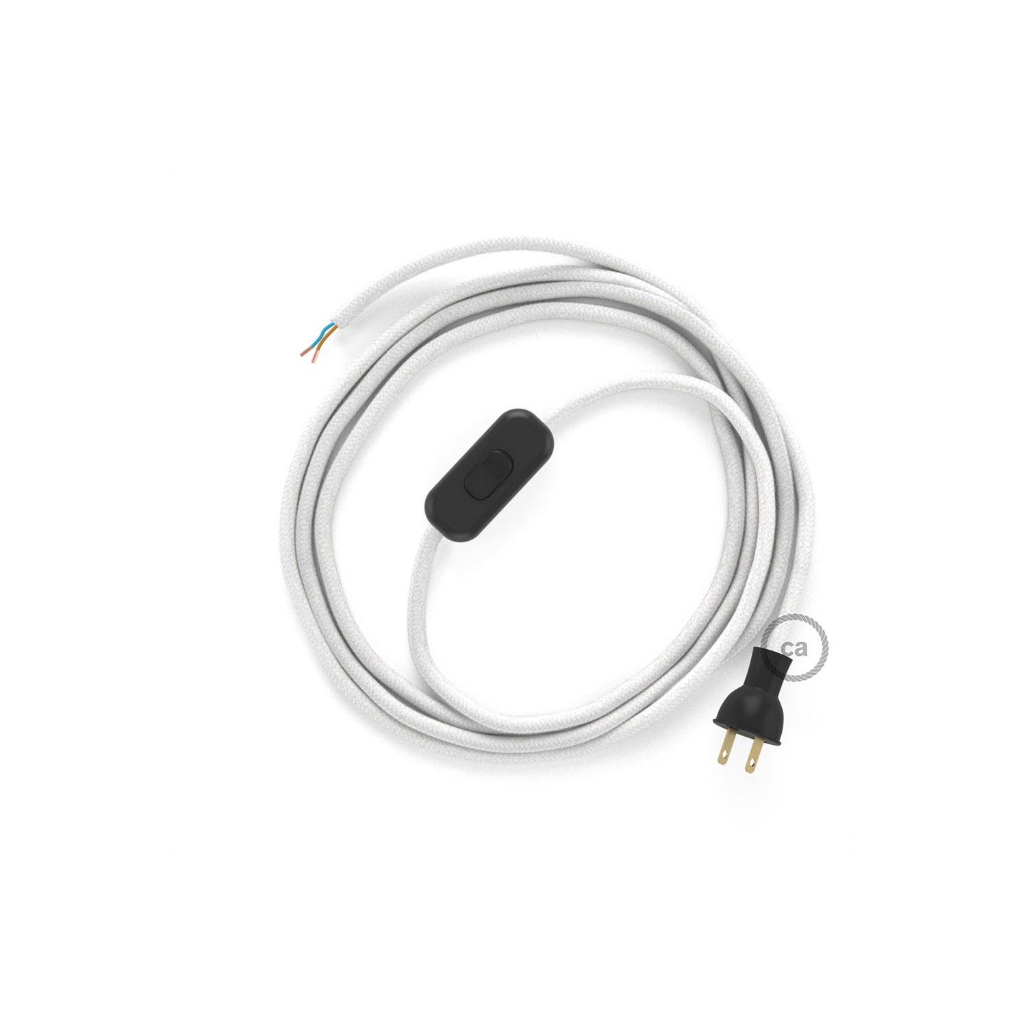 Cableado para lámpara de mesa, cable RC01 Algodón Blanco 1,8 m. Elige el color de la clavija y del interruptor!