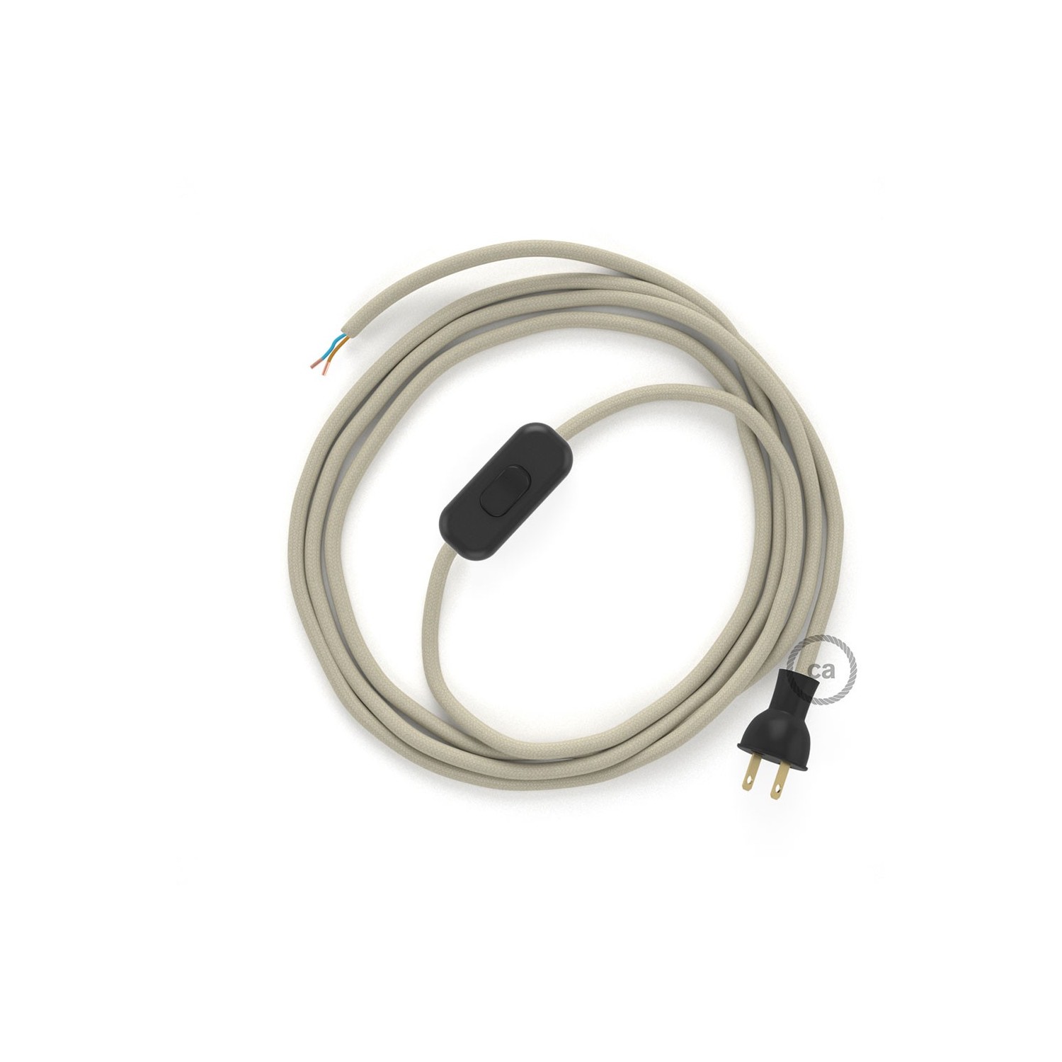 Cableado para lámpara de mesa, cable RC43 Algodón Gris Pardo 1,8 m. Elige el color de la clavija y del interruptor!