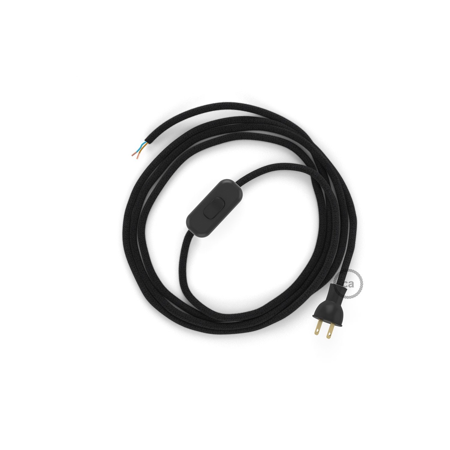 Cableado para lámpara de mesa, cable RC04 Algodón Negro 1,8 m. Elige el color de la clavija y del interruptor!