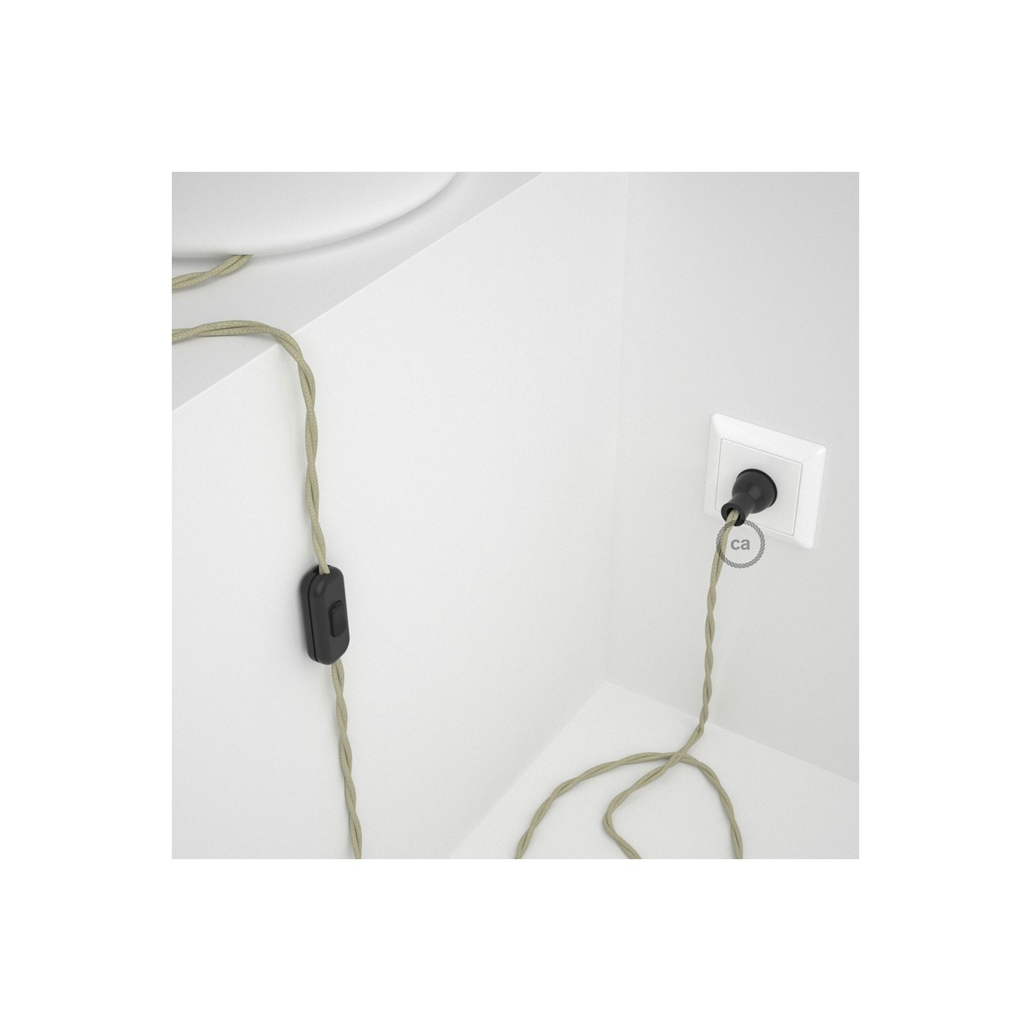 Cableado para lámpara de mesa, cable TC43 Algodón Gris Pardo 1,8 m. Elige el color de la clavija y del interruptor!