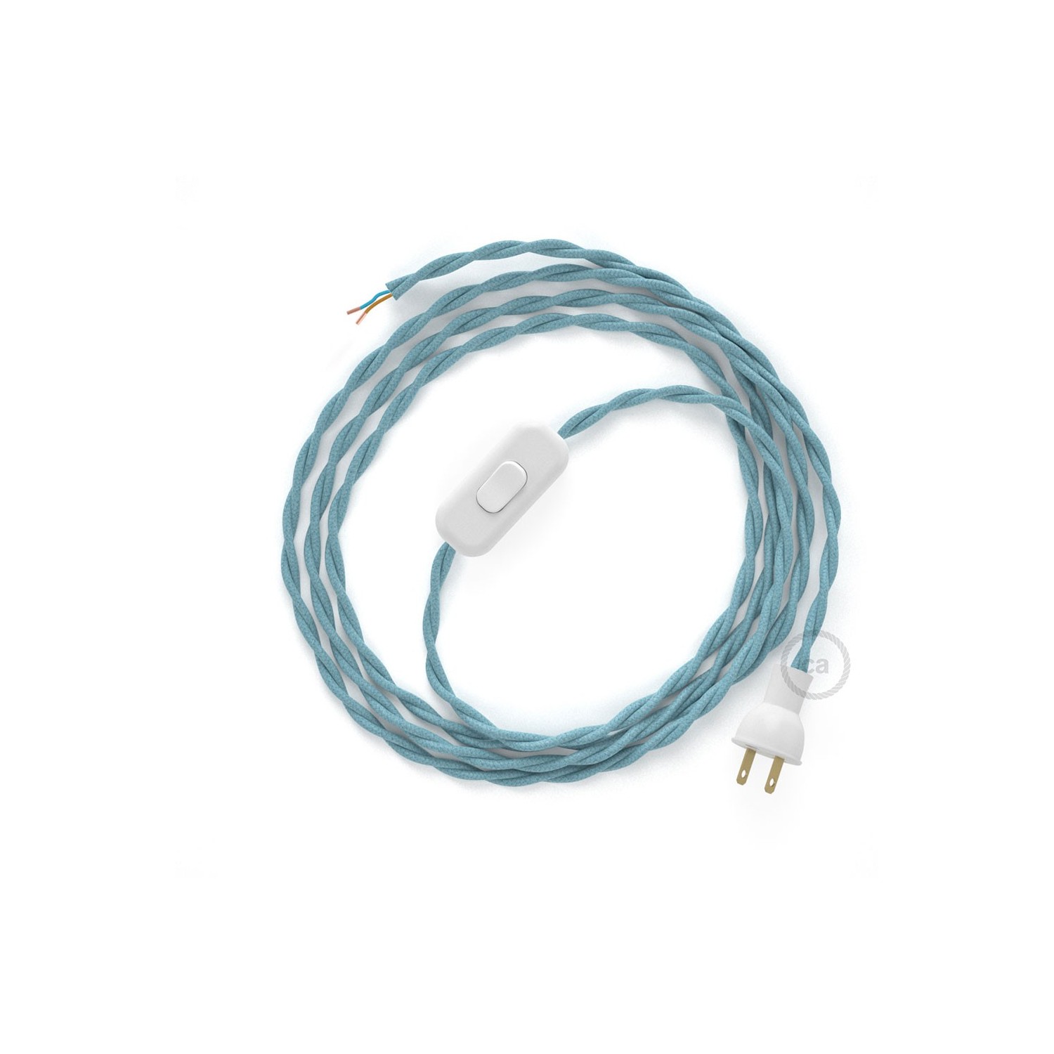 Cableado para lámpara de mesa, cable TC53 Algodón Oceano 1,8 m. Elige el color de la clavija y del interruptor!