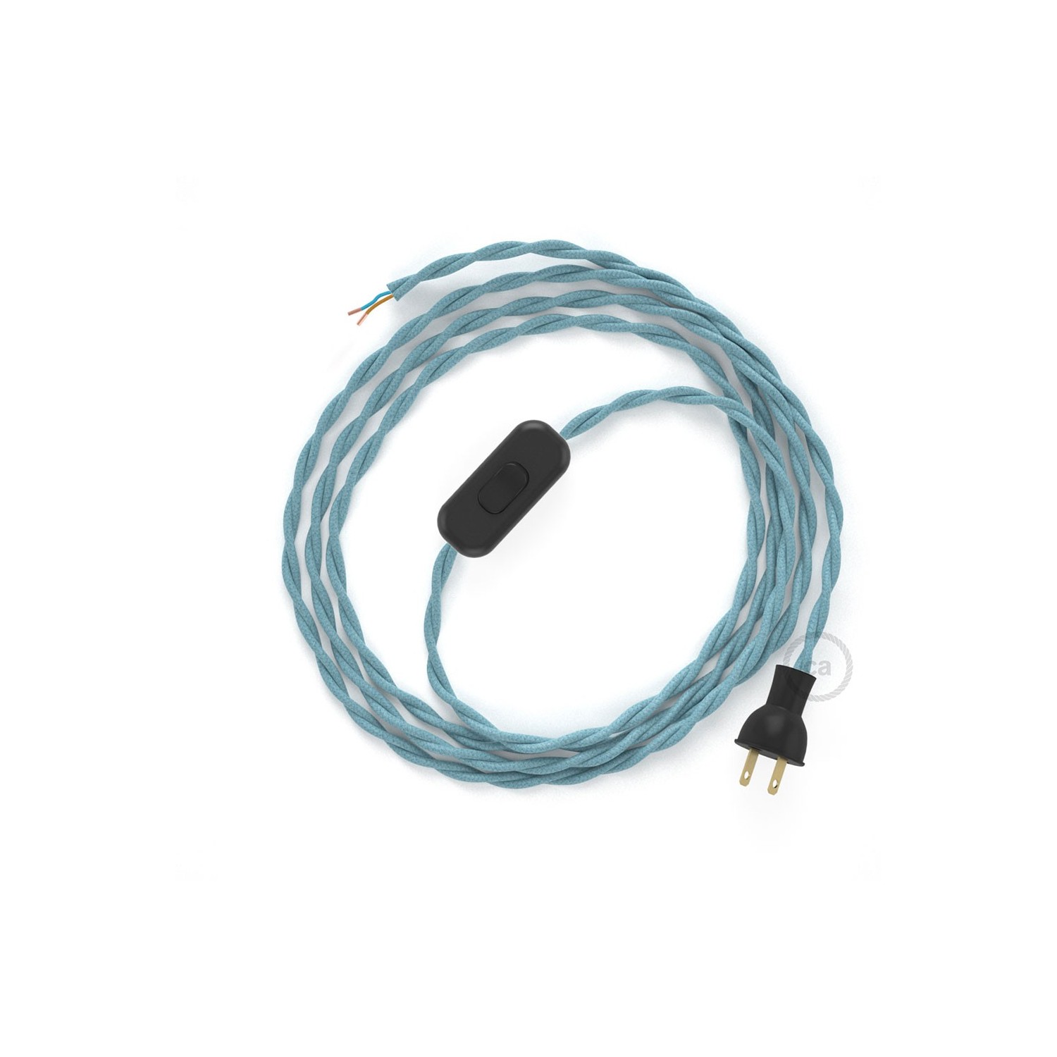 Cableado para lámpara de mesa, cable TC53 Algodón Oceano 1,8 m. Elige el color de la clavija y del interruptor!