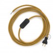 Cableado para lámpara de mesa, cable RL05 Rayón Brillante Dorado 1,8 m. Elige el color de la clavija y del interruptor!