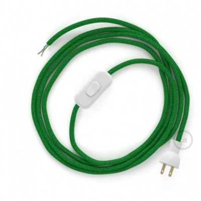 Cableado para lámpara de mesa, cable RL06 Rayón Brillante Verde 1,8 m. Elige el color de la clavija y del interruptor!