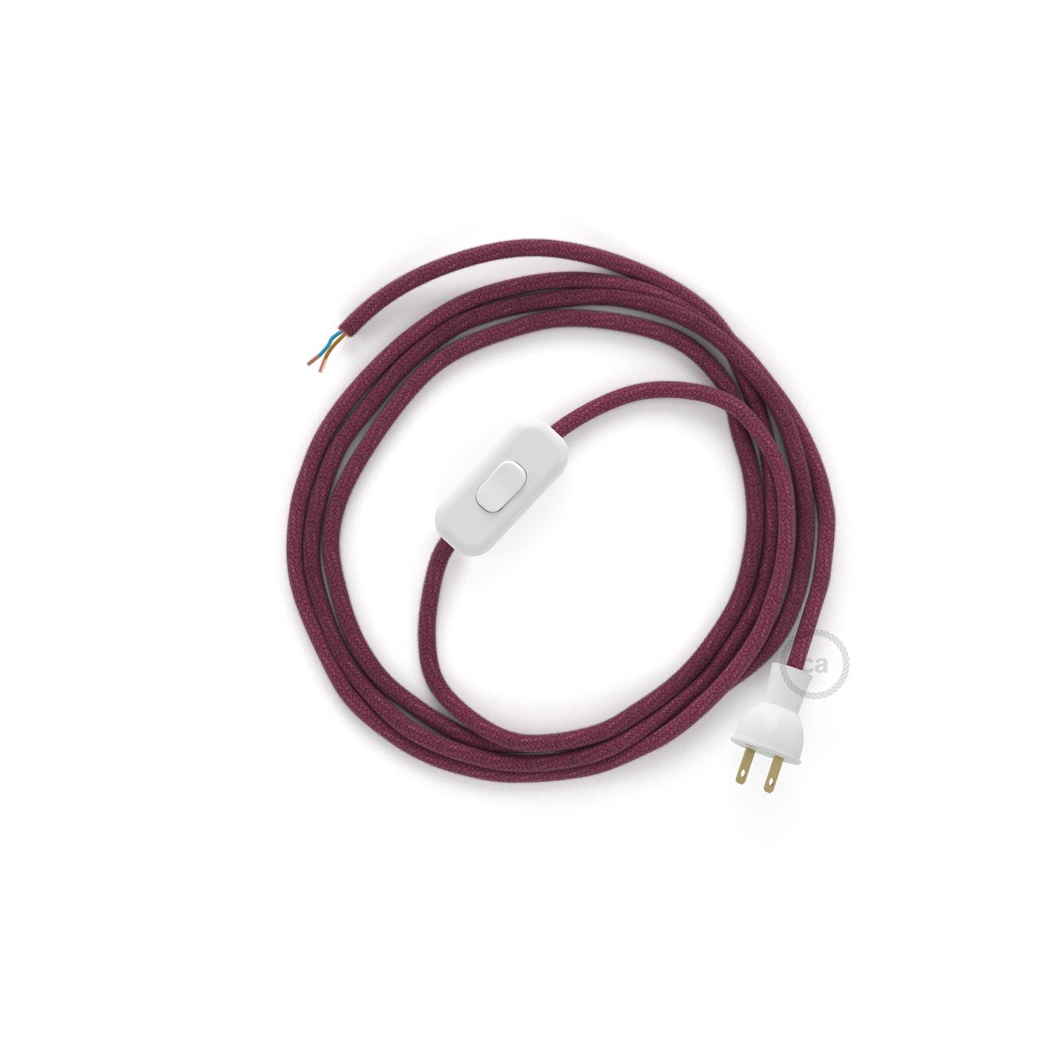 Cableado para lámpara de mesa, cable RC32 Algodón Rojo Violeta 1,8 m. Elige el color de la clavija y del interruptor!