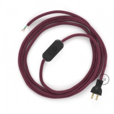 Cableado para lámpara de mesa, cable RC32 Algodón Rojo Violeta 1,8 m. Elige el color de la clavija y del interruptor!
