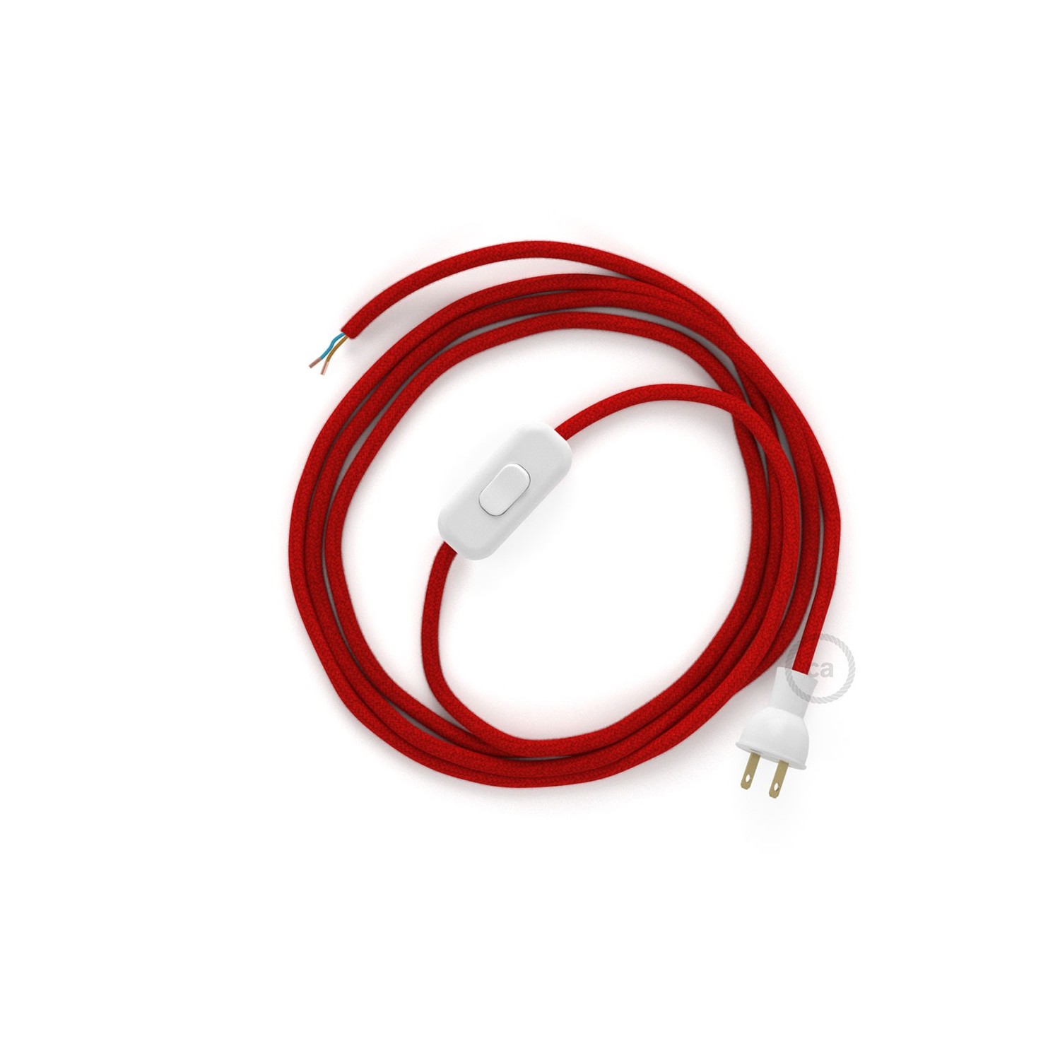 Cableado para lámpara de mesa, cable RC35 Algodón Rojo Fuego 1,8 m. Elige el color de la clavija y del interruptor!