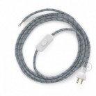 Cableado para lámpara de mesa, cable RD55 Algodón y Lino Rayas Azul Steward 1,8m.Elige el color de la clavija y del interruptor!