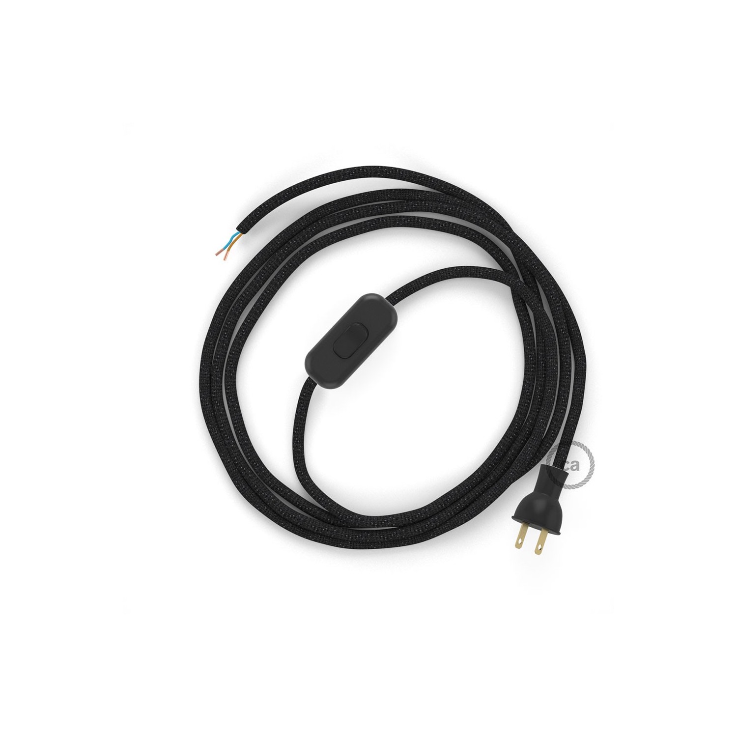 Cableado para lámpara de mesa, cable RL04 Rayón Brillante Negro 1,8 m. Elige el color de la clavija y del interruptor!