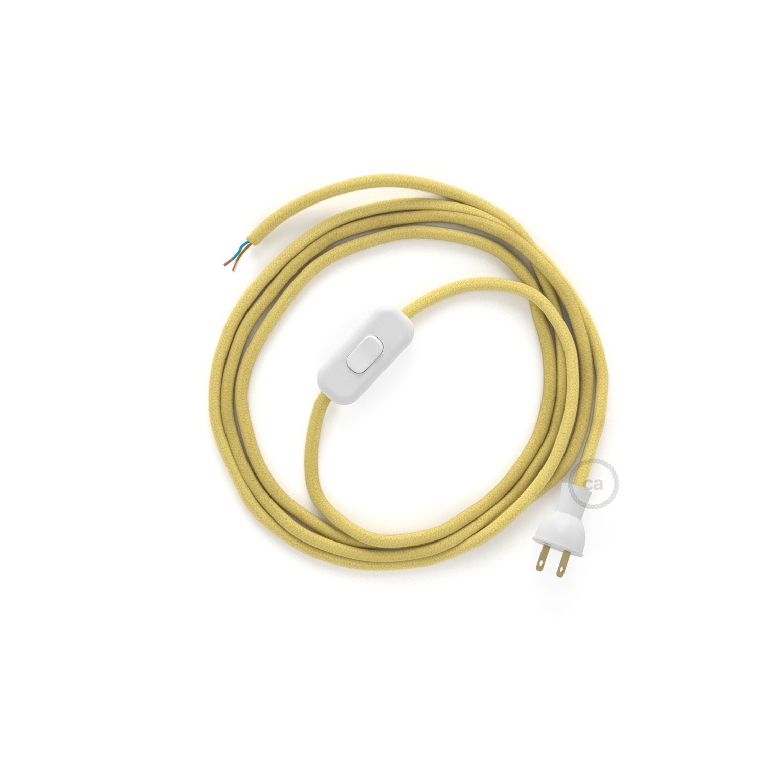 Cableado para lámpara de mesa, cable RC10 Algodón Amarillo Pastel 1,8 m. Elige el color de la clavija y del interruptor!