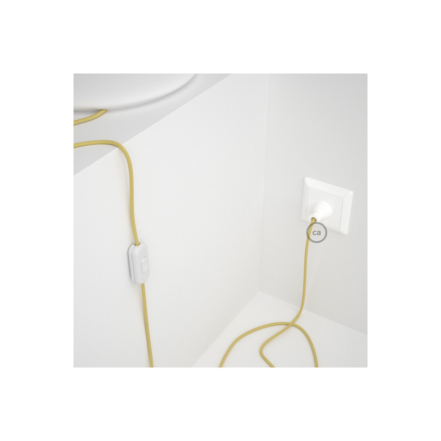 Cableado para lámpara de mesa, cable RC10 Algodón Amarillo Pastel 1,8 m. Elige el color de la clavija y del interruptor!