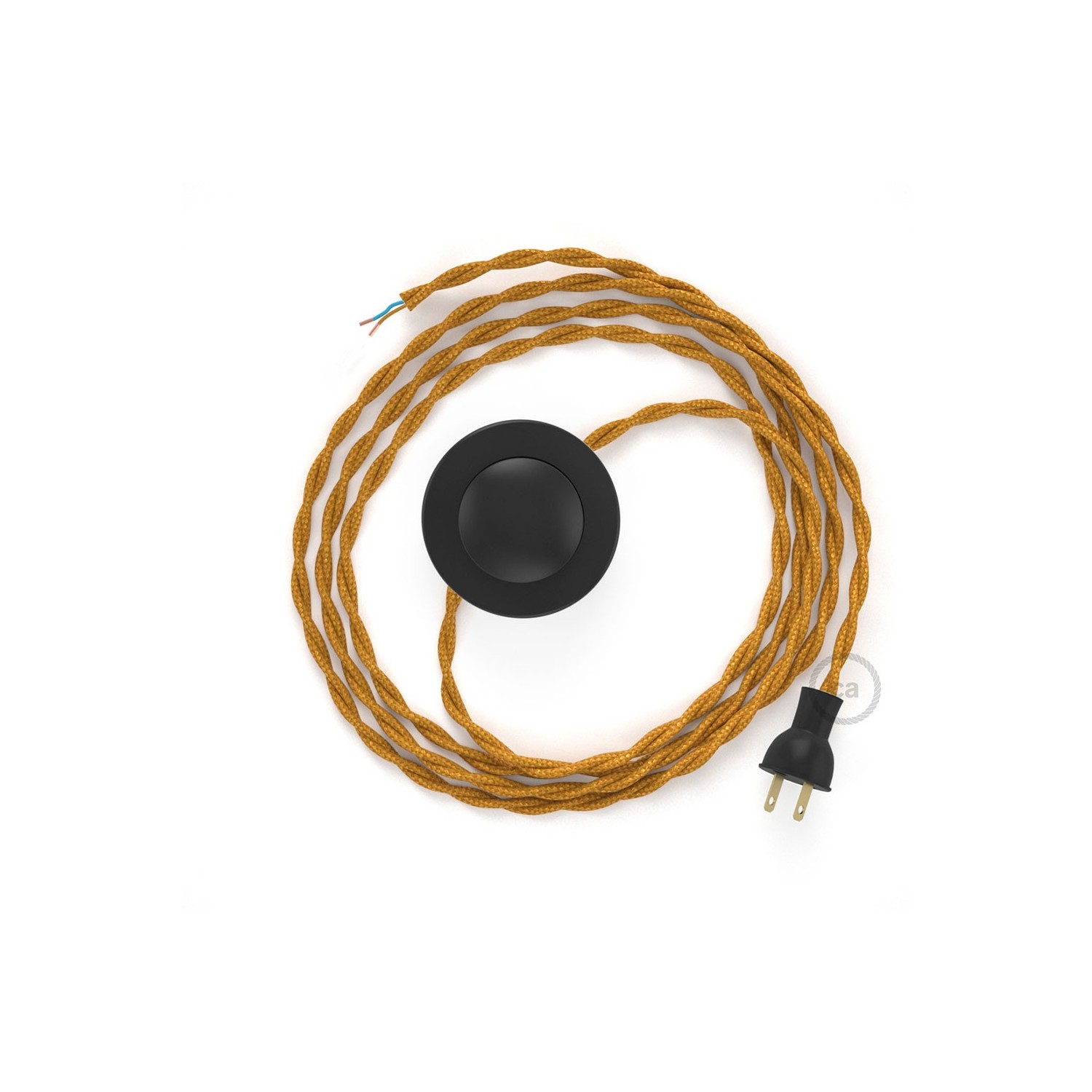 Cableado para lámpara de piso, cable TM05 Rayón Dorado 3 m. Elige tu el color de la clavija y del interruptor!