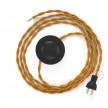 Cableado para lámpara de piso, cable TM05 Rayón Dorado 3 m. Elige tu el color de la clavija y del interruptor!