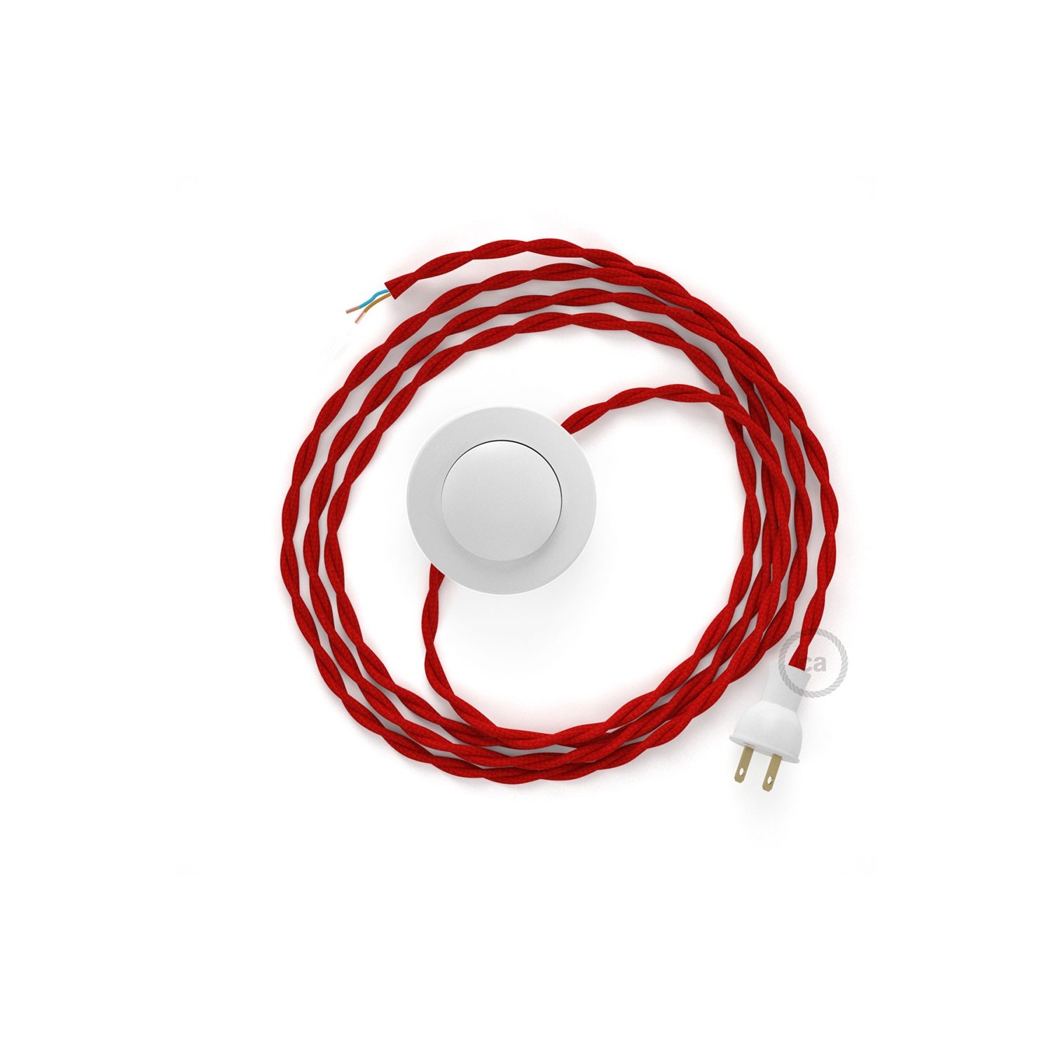 Cableado para lámpara de piso, cable TM09 Rayón Rojo 3 m. Elige tu el color de la clavija y del interruptor!