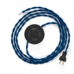 Cableado para lámpara de piso, cable TM12 Rayón Azul 3 m. Elige tu el color de la clavija y del interruptor!