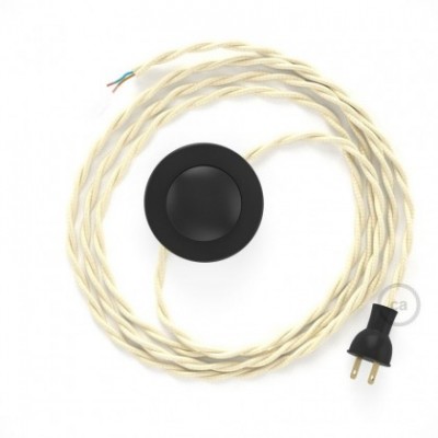 Cableado para lámpara de piso, cable TM00 Rayón Marfil 3 m. Elige tu el color de la clavija y del interruptor!