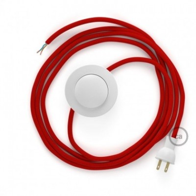 Cableado para lámpara de piso, cable RM09 Rayón Rojo 3 m. Elige tu el color de la clavija y del interruptor!