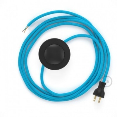 Cableado para lámpara de piso, cable RM11 Rayón Celeste 3 m. Elige tu el color de la clavija y del interruptor!