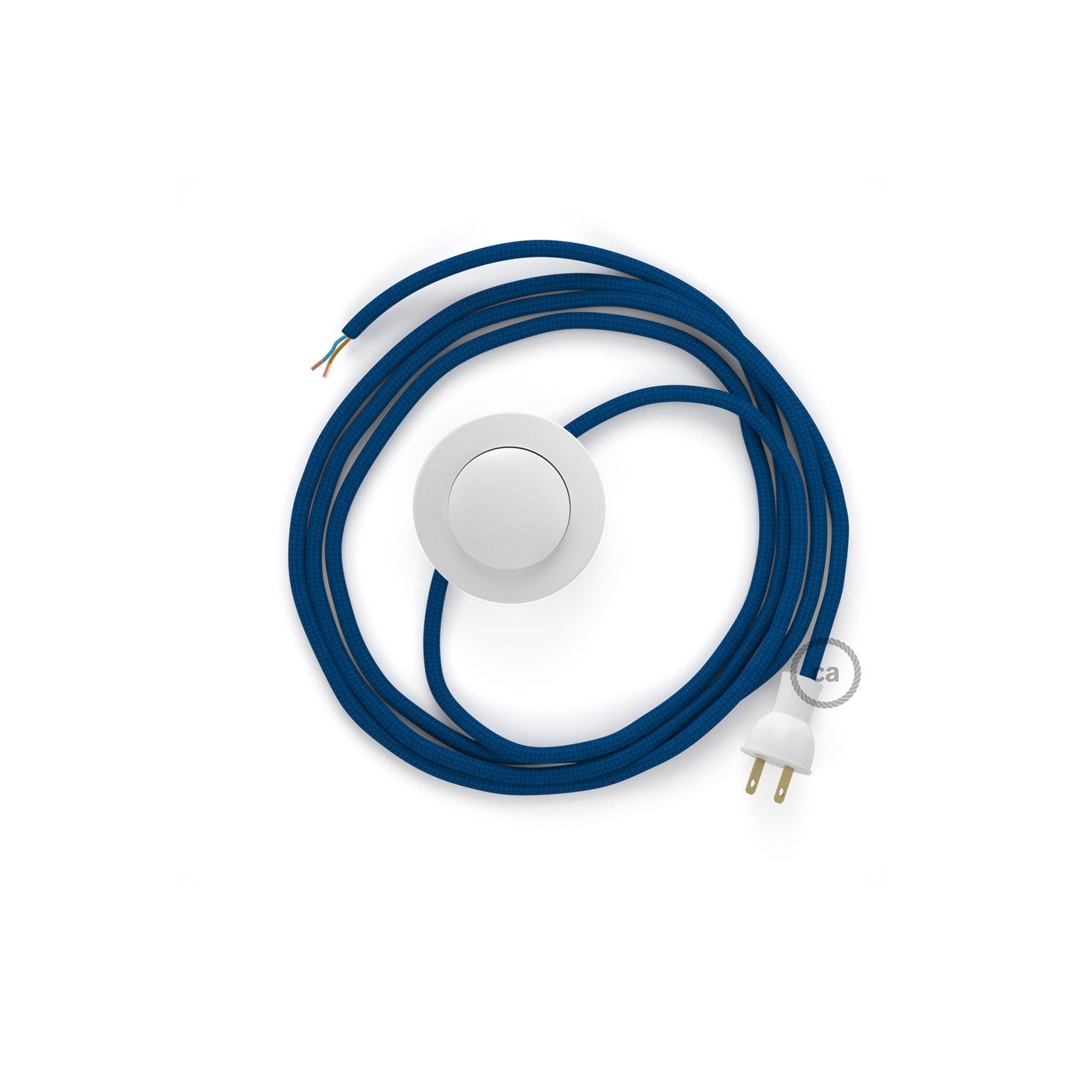 Cableado para lámpara de piso, cable RM12 Rayón Azul 3 m. Elige tu el color de la clavija y del interruptor!