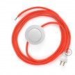 Cableado para lámpara de piso, cable RF15 Rayón Naranja Fluorescente 3 m. Elige tu el color de la clavija y del interruptor!