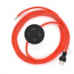 Cableado para lámpara de piso, cable RF15 Rayón Naranja Fluorescente 3 m. Elige tu el color de la clavija y del interruptor!
