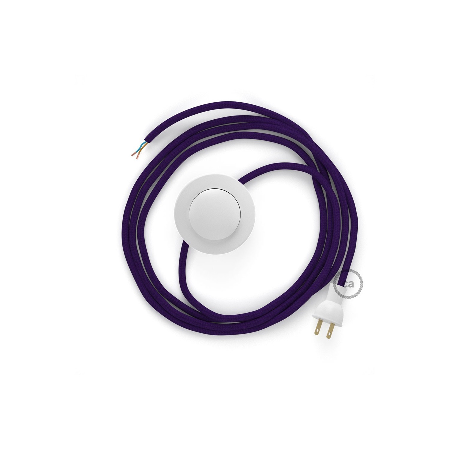 Cableado para lámpara de piso, cable RM14 Rayón Púrpura 3 m. Elige tu el color de la clavija y del interruptor!