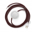 Cableado para lámpara de piso, cable RM19 Rayón Burdeos 3 m. Elige tu el color de la clavija y del interruptor!