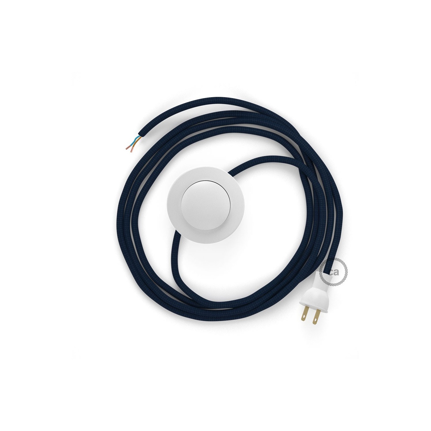 Cableado para lámpara de piso, cable RM20 Rayón Azul Marino 3 m. Elige tu el color de la clavija y del interruptor!