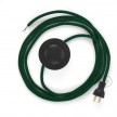Cableado para lámpara de piso, cable RM21 Rayón Verde Oscuro 3 m. Elige tu el color de la clavija y del interruptor!