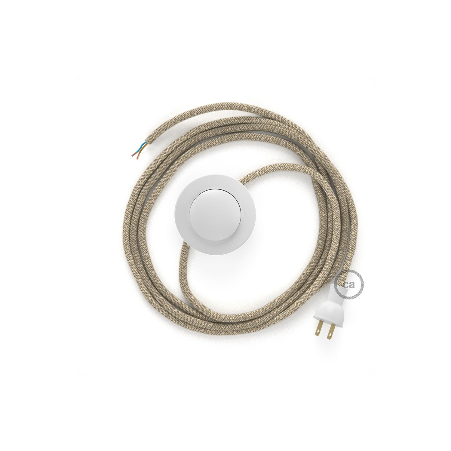 Cableado para lámpara de piso, cable RN01 Lino Natural Neutro 3 m. Elige tu el color de la clavija y del interruptor!