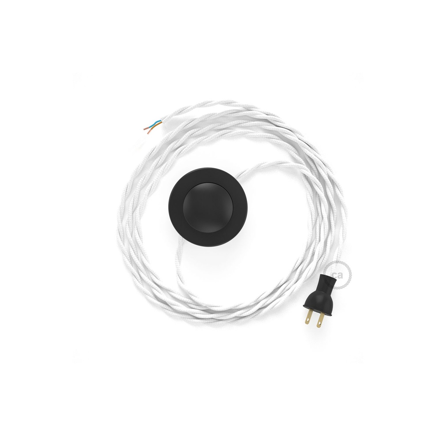 Cableado para lámpara de piso, cable TM01 Rayón Blanco 3 m. Elige tu el color de la clavija y del interruptor!